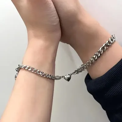 2 Pcs Couple Heart Magnetic Bracelet